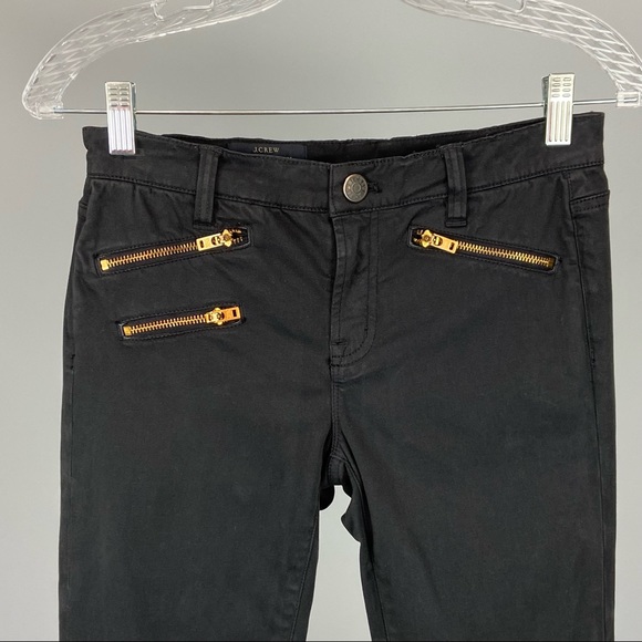J Crew Toothpick Moto Zip Skinny Ankle Black Pants 26 - Picture 3 of 15
